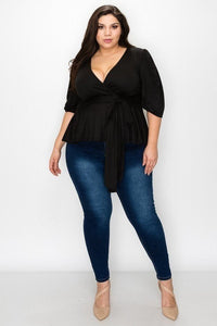 Sassy Black V Neck Top