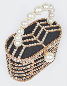 Pearl Handbag with Rhinestones