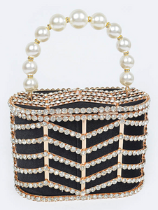 Pearl Handbag with Rhinestones